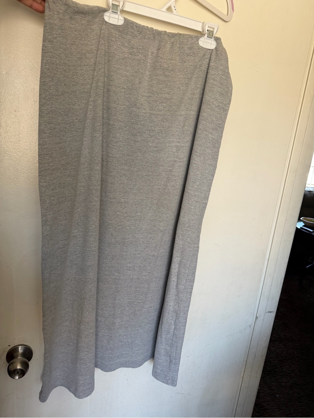 Gray 100% Combed Cotton Drawstring Maxi Lounge Skirt Size M USA Made